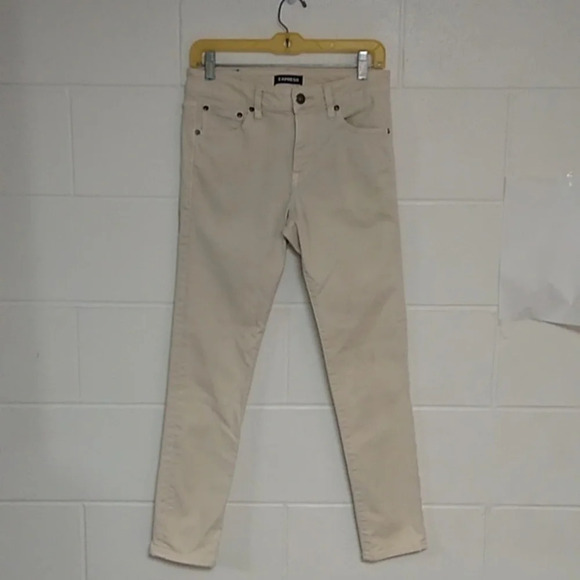EXPRESS HIGH-RISE, STRETCH SKINNY, NATURAL COLORED DENIM JEANS - Picture 1 of 12